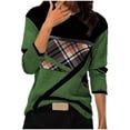 thumbnail image 1 of Pompotops Blouse à Manches Longues Patchwork Col Rond Imprimé Géométrique pour Femmes, 1 of 5