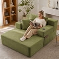 thumbnail image 5 of LLappuil Chaise Lounge Chair Indoor, Corduroy Boneless Sofa Bed with Cup Holder, Deep Seat Sleeper Couch Reading Chairs, Cloud Sofas Couches for Living Room, No Assembly Required Green, 5 of 7