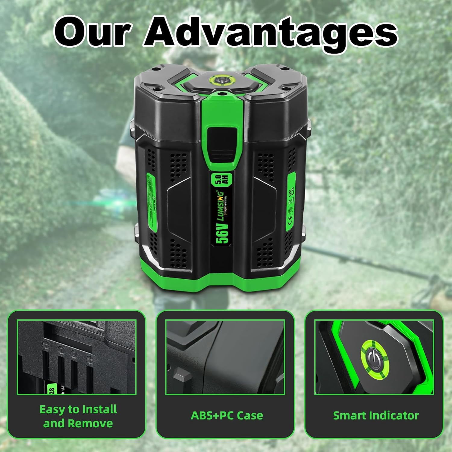 Mingsci 5.0Ah Replacement for Ego 56V Lithium Battery BA2800T BA2800 EGL1828 5000mah with Fuel Gauge, Compatible with Ego Power Tools