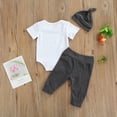 thumbnail image 3 of Seyurigaoka Baby Boys 3Pcs Summer Outfits Short Sleeve Romper +Knot Pants +Hat, 3 of 7