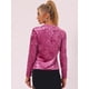 thumbnail image 4 of Camiseta casual de manga larga con cuello redondo y parte superior de terciopelo para mujer Fucsia S, 4 of 6