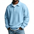 thumbnail image 2 of Dwellite Mens Casual Waffle Polo Shirts Button Collared Shirts Long Sleeve Sweater Fall Winter Solid Color Clothes Light Blue XL, 2 of 10