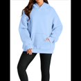 thumbnail image 3 of Sudadera Informal de Larga con Capucha para Mujer, Jersey de y Otoño con Bolsillos. Azul Real L, 3 of 9