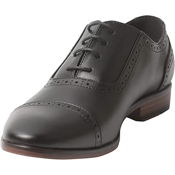Mens Oxford Wingtip Lace Oxford Brogue Dress Shoes (7, Black)