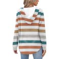 thumbnail image 4 of Craaazy Hoodies for Women Striped Printed Drawstring Long Sleeve Button V Neck Casual Shirts Gifts, 4 of 5