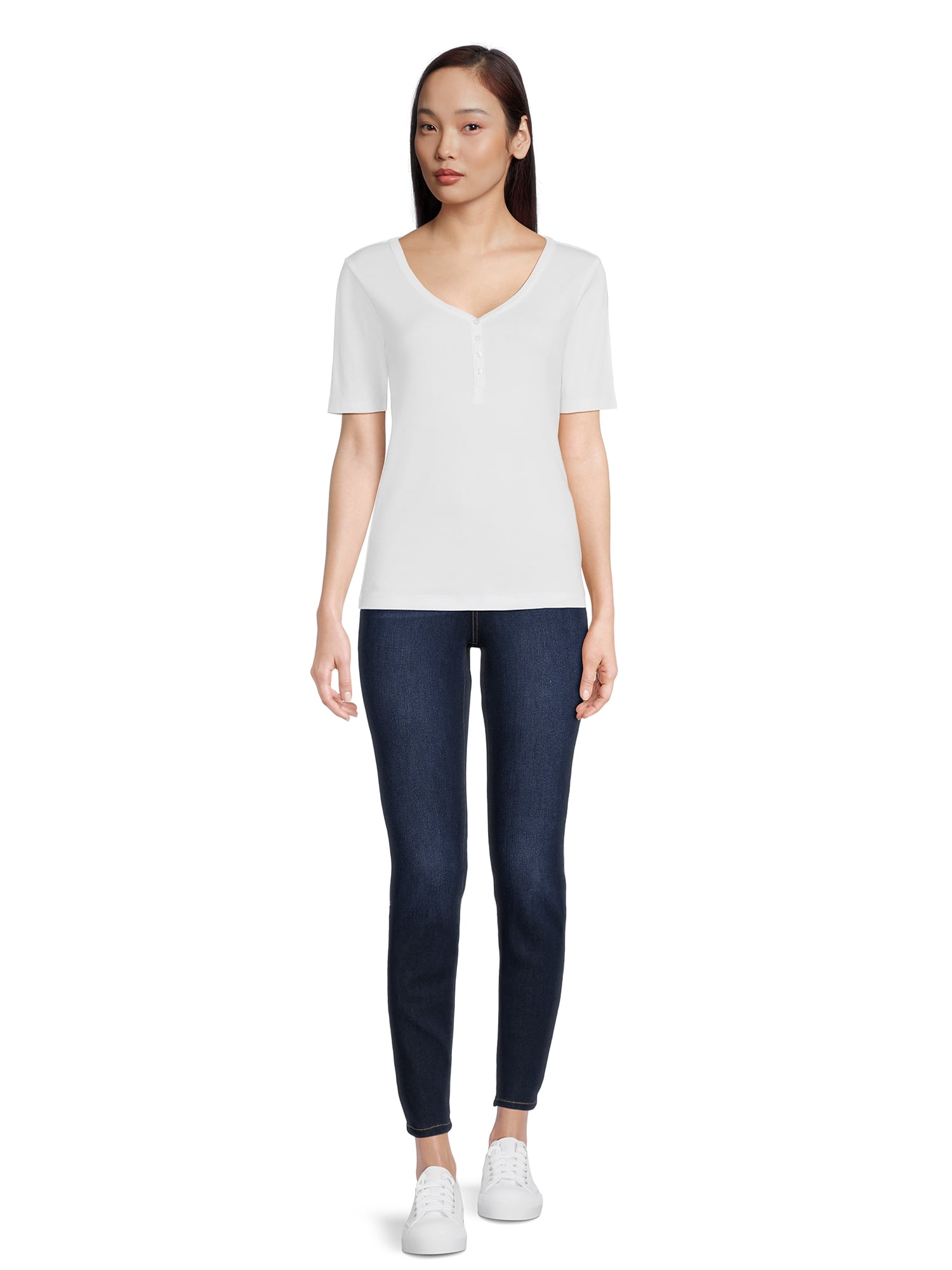 RealSize Women's Ribbed Henley Shirt, Sizes XS-3XL