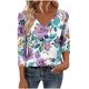 thumbnail image 2 of Xuyuer Womens Plus Size Fashion Non Positioning Printed Tops V Neck T Shirts 3/4 Sleeve Blouse Summer Casual Tees S-3X, 2 of 6