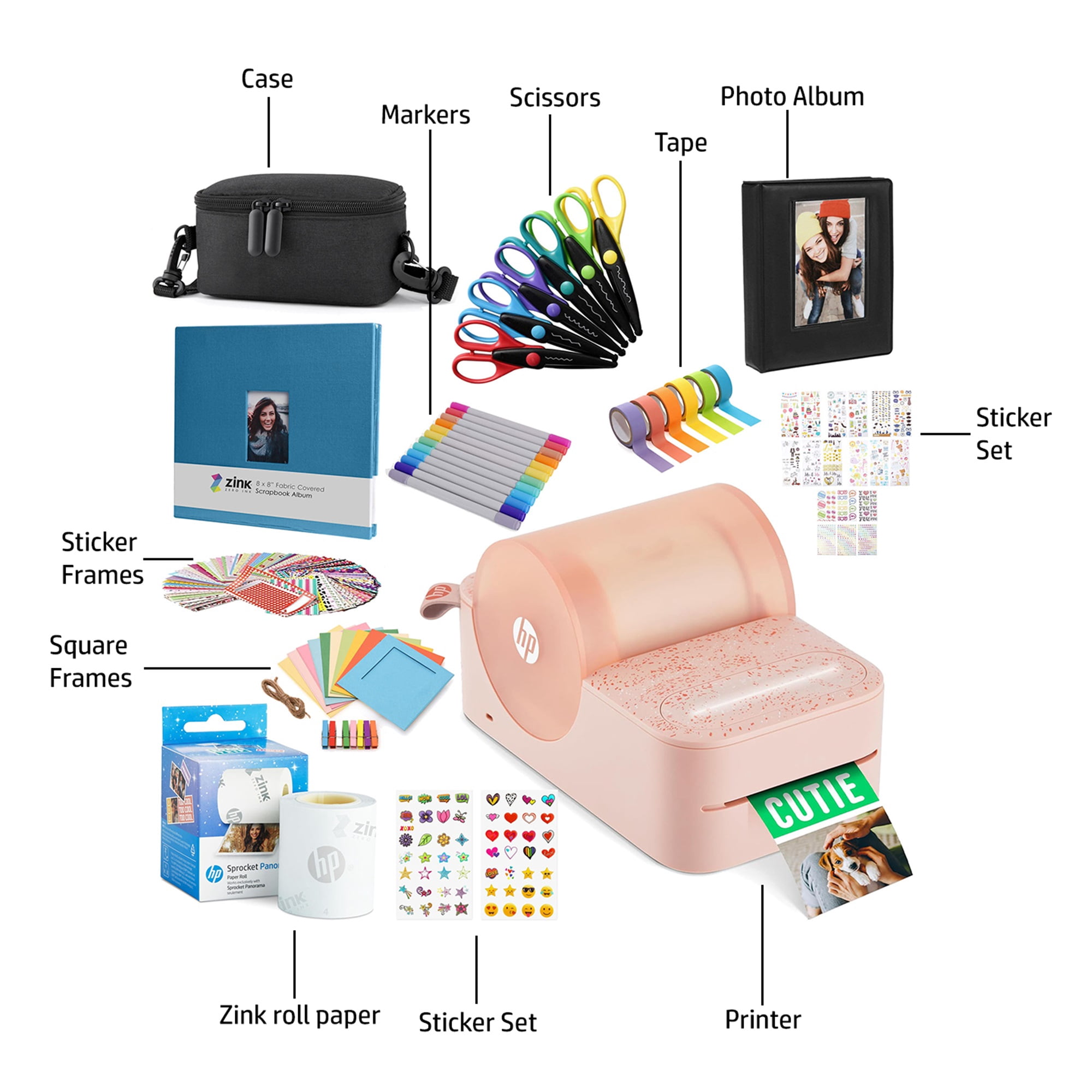 HP Sprocket Panorama Portable Color Photo Printer, ZINK Zero Ink Technology, Bluetooth, 2-inch Prints