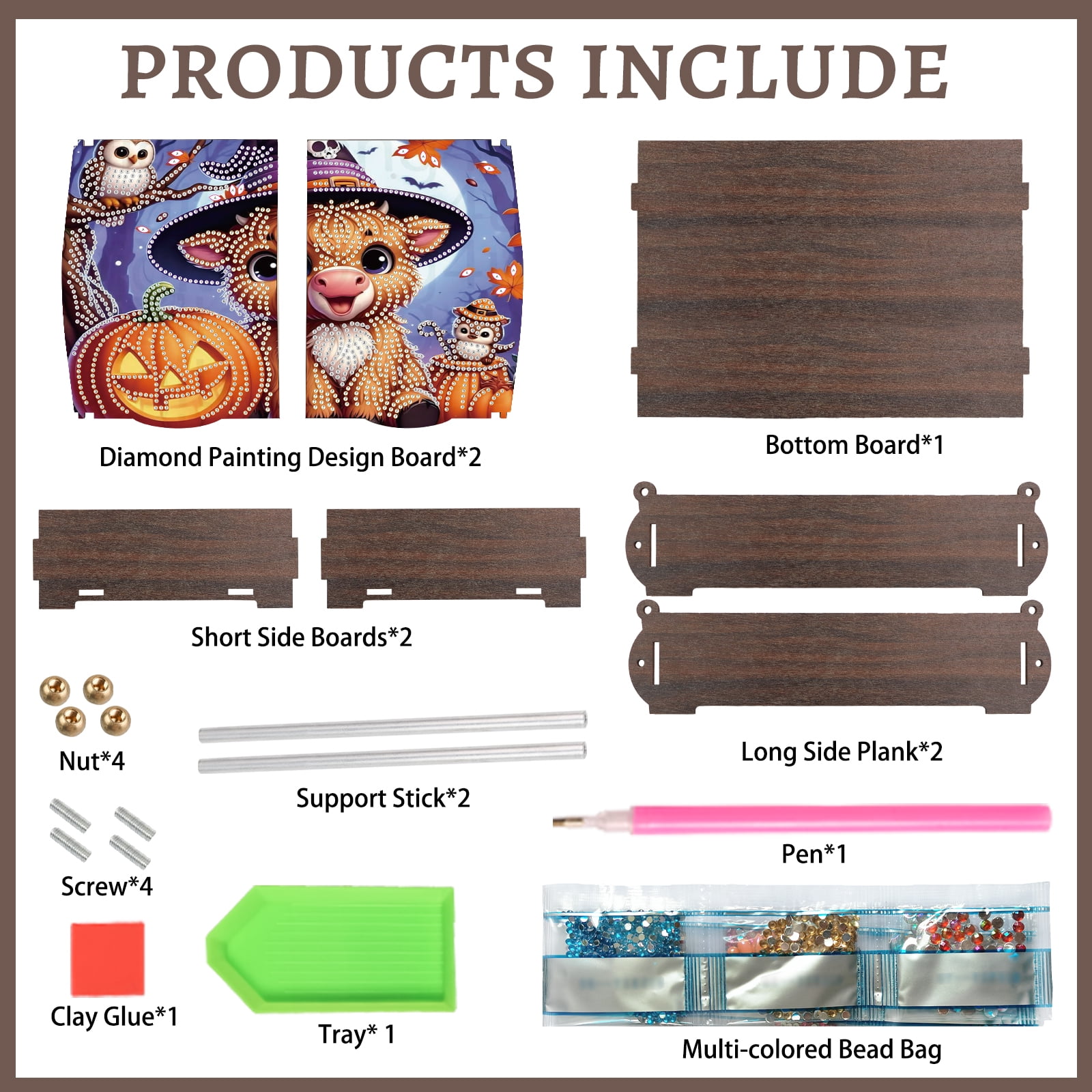 Diamond Painting Kit Storage Box, Halloween Pumpkin Calf DIY Multi-Purpose Craft Storage Box, Suitable for Home Office Holiday Gifts