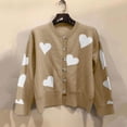 thumbnail image 6 of Fall Cardigans Women Heart-shaped Embroidered Knit Sweater Slim O-neck Long Sleeve Sweater Outerwear Coats, 6 of 6