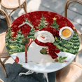 thumbnail image 2 of Red Snowman Christmas Round Tablecloth, Fitted Table Cover with Elastic for 45"-54" Round Tables, Green Xmas Tree Snowflake Winter Table Cloth Outdoor Indoor Dinning Party Waterproof Tablecloths, 2 of 7