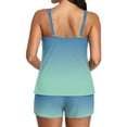 thumbnail image 5 of Two Piece Tankini Swimsuits for Women Gradient Tummy Control Bathing Suit with Shorts Athletic Swimwear, L, 5 of 7
