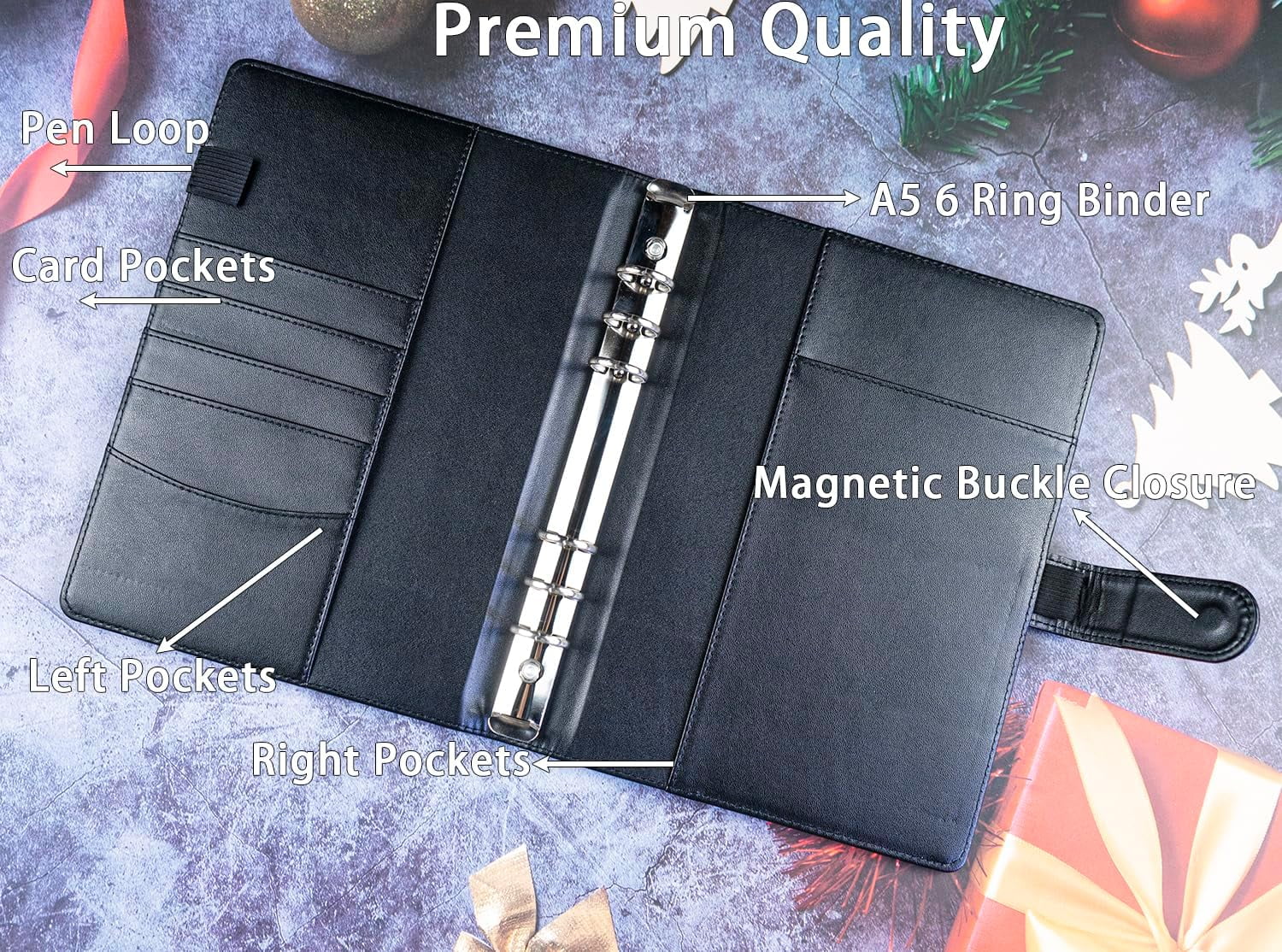 Photo card binder with 30 4-pocket card pages, 6 circular binders, A5 binder card collection book with 240 card slots