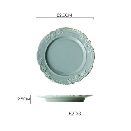 

French Relief Western Style Plate Italian Noodle Plate Home Ceramic Dessert Cake Plate Retro Style Flat Tray kitchen Tableware