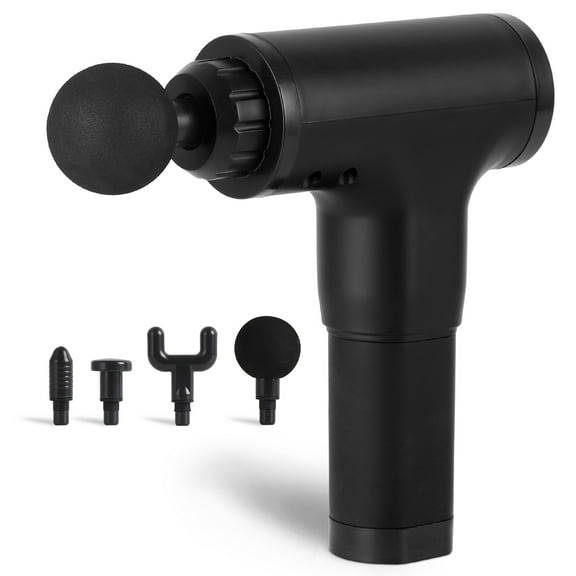 After Gym Ergonomic Percussion Massage Gun for Muscle Relief, 6 Speed, Black & 4 Massage Heads