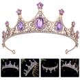 thumbnail image 3 of Miangastore Purple Rhinestone Crown for Women Vintage Style Wedding Hair Accessory 0.87x0.43 Inches, 3 of 8