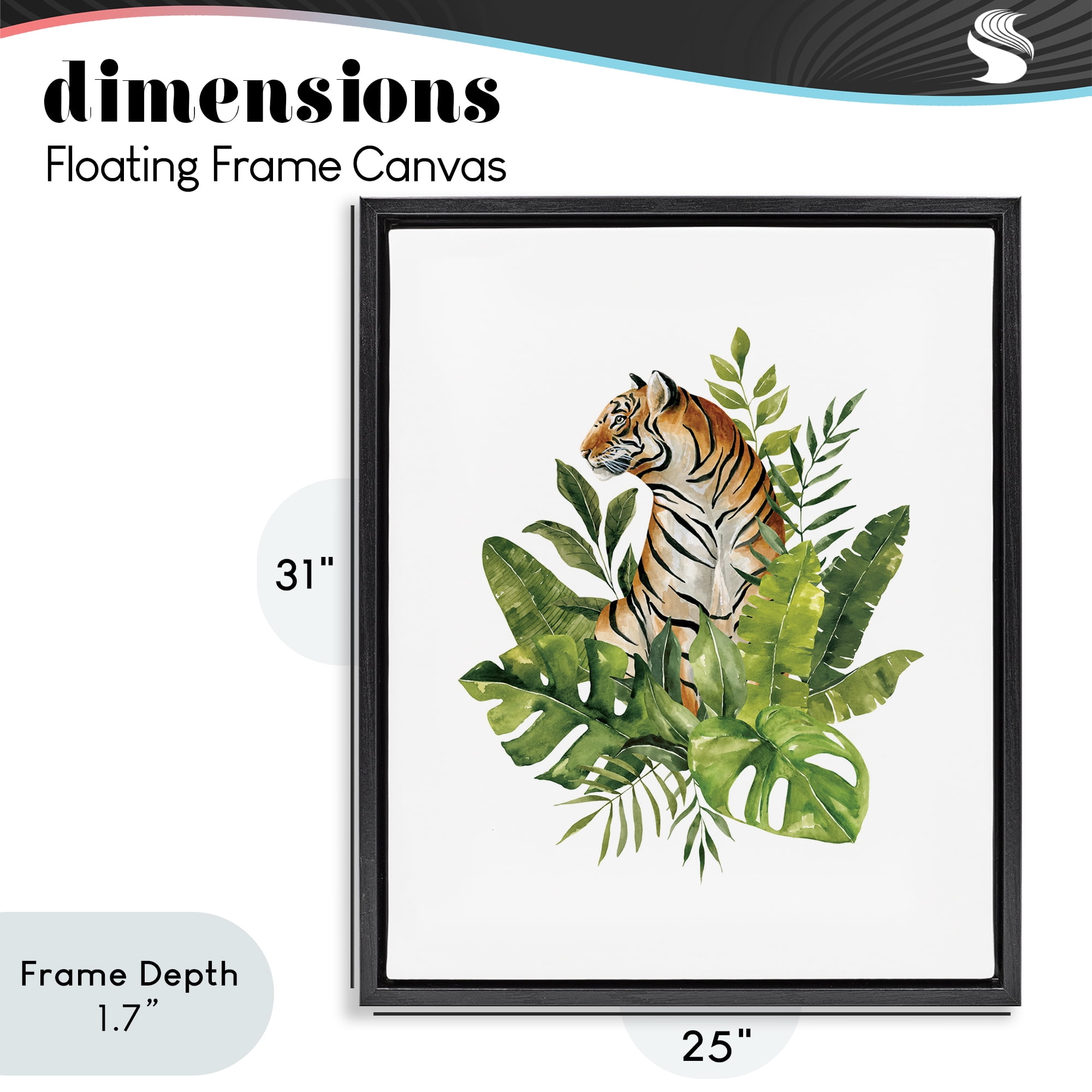 Stupell Industries Exotic Jungle Tiger Black Framed Floater Canvas Wall Art, design by Bethany Sandoval
