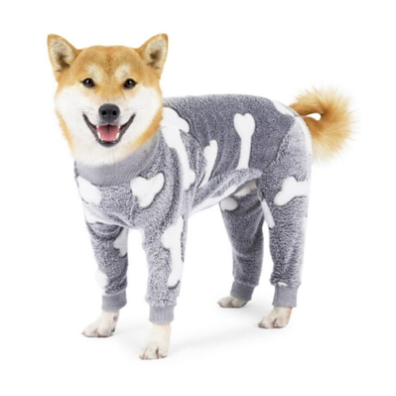 AOMRCOL Gray Dog Pajamas for Large Breeds, XL Winter Flannel Dog Onesie for Male Surgery