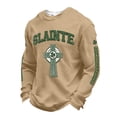 thumbnail image 2 of Dwelliawo St.patrick's Waffle Long Sleeve T Shirt Men Print Long Sleeve Waffle Knit Tees Funny St Patricks Day Shamrock Four Leaf Clover Printed T Shirt Round Neck Blouses Khaki XL, 2 of 5