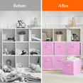 thumbnail image 6 of WERSEON Fabric Storage Bins, 6 Pack Durable Storage Cubes with Handles, 11" Foldable Cube Baskets for Closet and Toys, Pink, 6 of 10