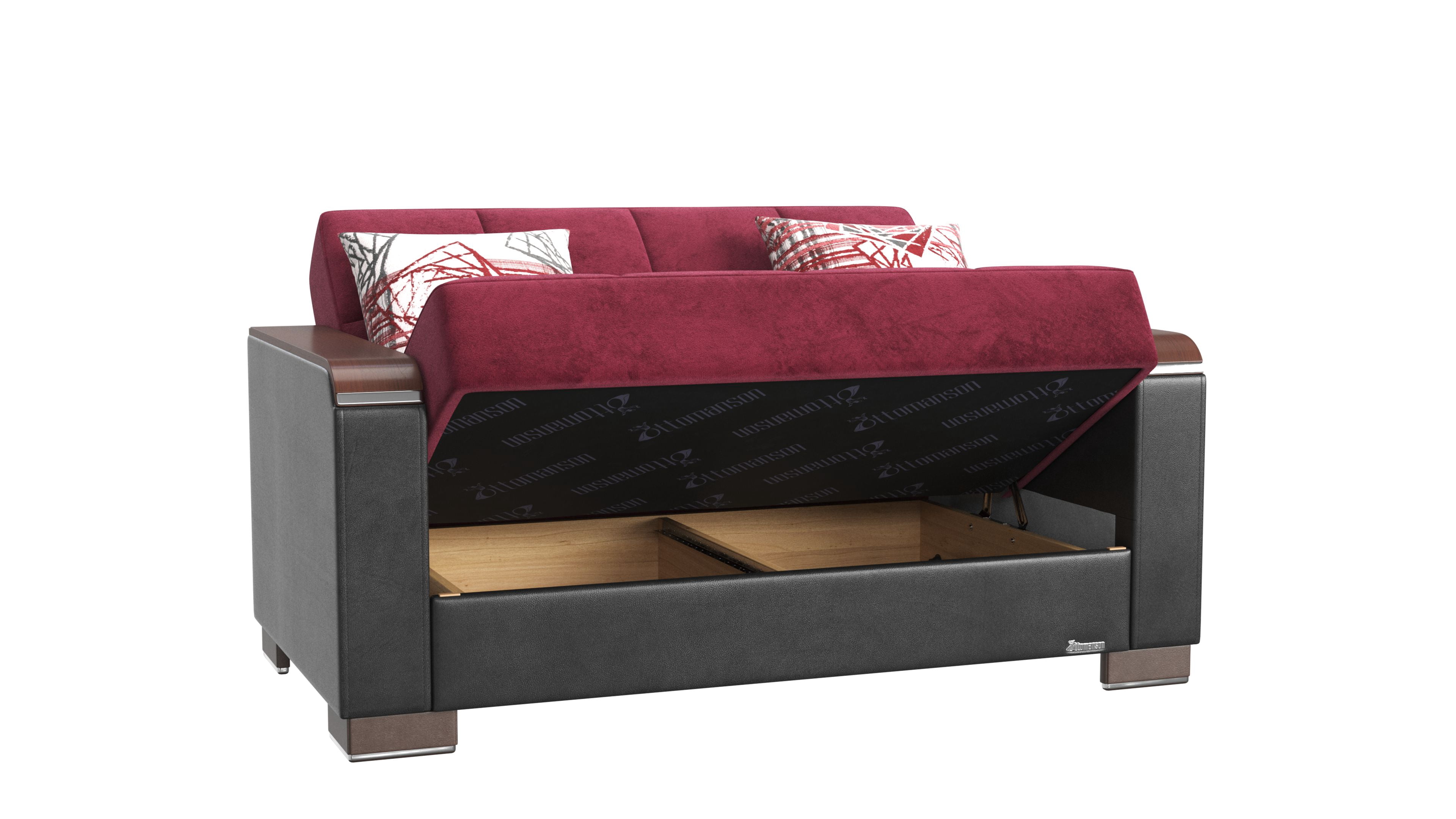 Ottomanson Origins X Sleeper Loveseat, Burgundy Color Microfiber