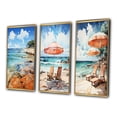 thumbnail image 3 of Designart "Southern Shoreline Echoes" Nautical & Beach Framed Wall Art Set Of 3 - Turquoise Beach Sand Frame Canvas Set For Living Room Decor, 3 of 6