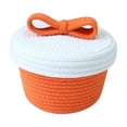 thumbnail image 2 of Sruoe Bow Decor Cotton Rope Covered Storage Bin Two Tone Woven Holiday Sweets Caddy for Desktop Household Stuff, 2 of 6