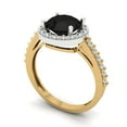 thumbnail image 2 of Clara Pucci 14K White/Yellow Gold Solid Gold Onyx Halo Anniversary Ring for Women - 1.86 cttw Round Cut, 2 of 8