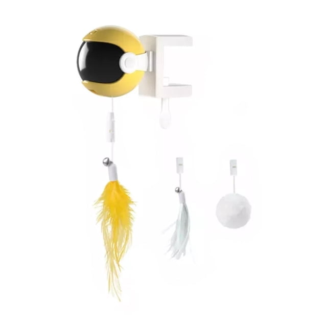 QualitChoice Cat Toy For Endless Fun Interchangeable Feathers Tassels Ball Accessories And Ball Accessories Cats yellow