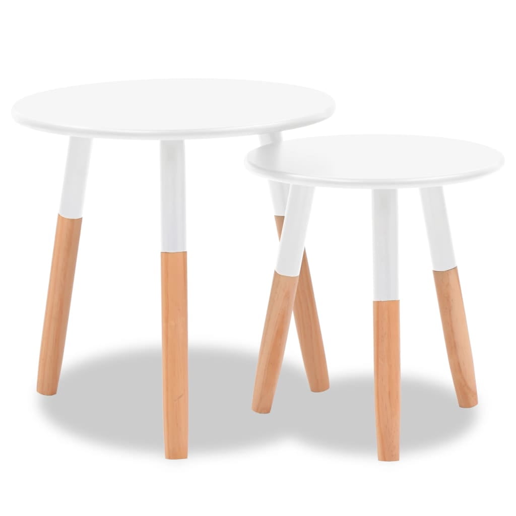 Kepooman Round End Side Table for Home Office, Set of 2, White Kepooman Round End Side Table for Home Office, Set of 2, White