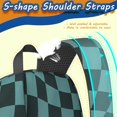 thumbnail image 5 of Blue and Black Wavy Checkered Pattern 17" School Backpacks for Teens,Waterproof Oxford Fabric,S-Shape Padded Straps for School,Travel,Hiking,Camping, 5 of 6