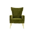 thumbnail image 2 of Accent Chair, Curved Tufted Accent Chair with Metal Gold Legs, Velvet Upholstered Arm Club Leisure Modern Chair for Living Room Bedroom Patio, Mid-Century Comfy Reading Chair, Olive, 2 of 7