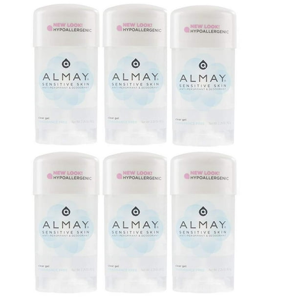Desodorante Almay Sensitive Skin, gel transparente, sin fragancia, 66 ml