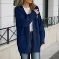thumbnail image 2 of CUZIBR Fall Sweater For Women Sweater Long Cardigan Soft V-Neck Long Sleeve Button Down Wool Coat Jacket Open Front Oversized Knitted Sweater Tops Winter Clothes,Navy,Xxl, 2 of 4