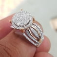 thumbnail image 1 of Anillo de compromiso de lujo europeo y americano de dos colores en oro rosa de 14 quilates con baño de diamantes microincrustados, 1 of 5
