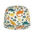 thumbnail image 2 of Daiia Dinosaurs and Tropical Leaves print Flat Bill Hats Flat Brim Trucker Cap Baseball Cap Adjustable Classic Low Profile Hat Unconstructed Plain Cap, 2 of 9