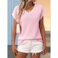 thumbnail image 7 of Women'S Sleeveless Sweater Casual V Neck Cap Sleeve Knit Pullover Tank Tops Pink XL, 7 of 7