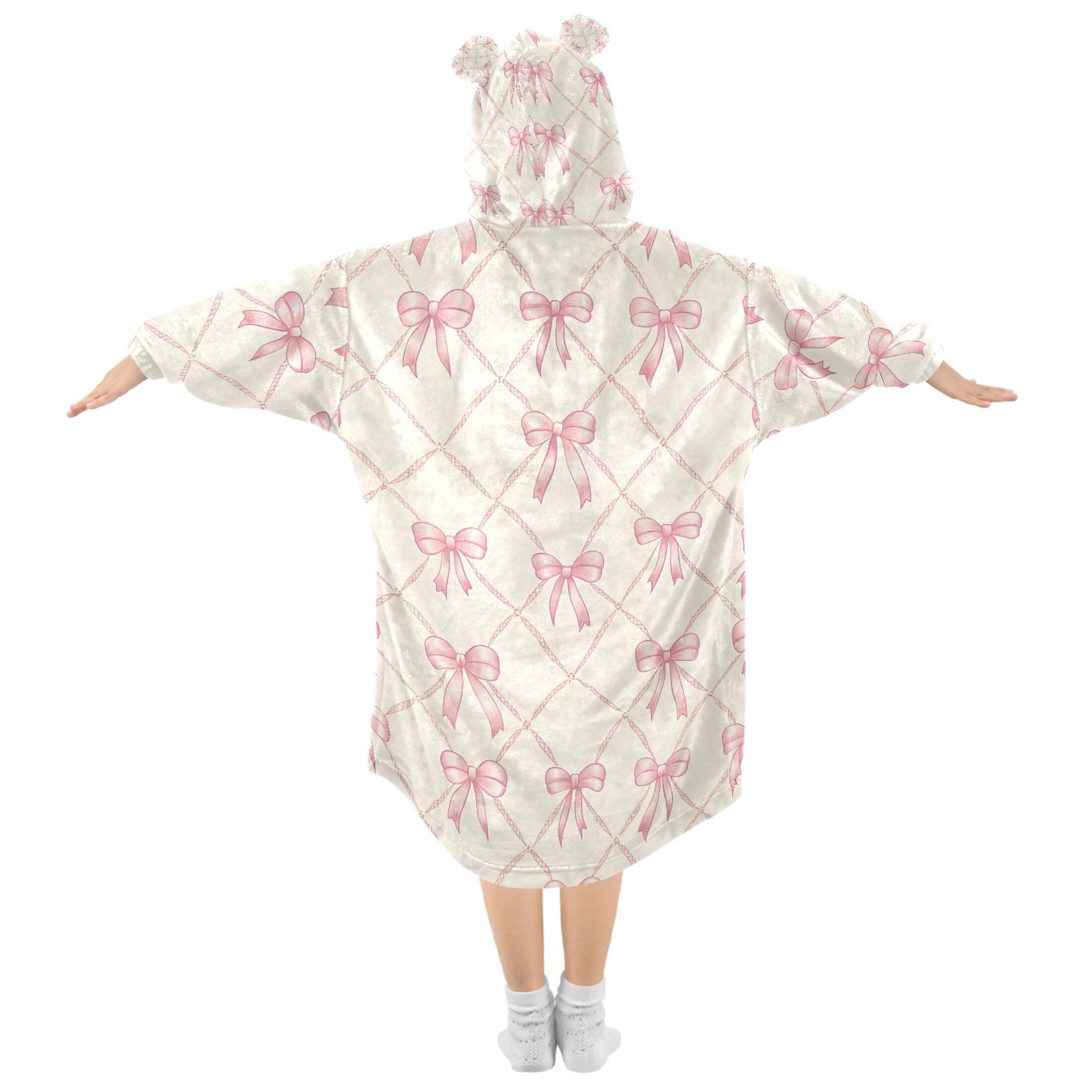 joogoo Wearable Blanket Hoodie for Bows Checkered Oversized Sherpa Hooded 3-14 YR M