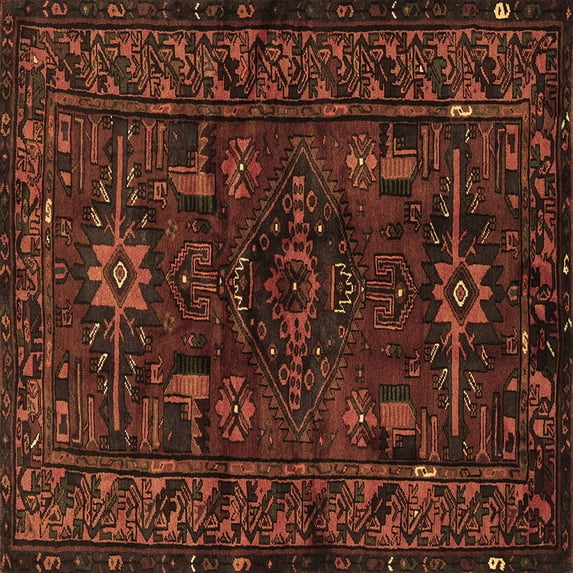 Ahgly Company Indoor Square Persian Brown Traditional Area Rugs, 4' Square