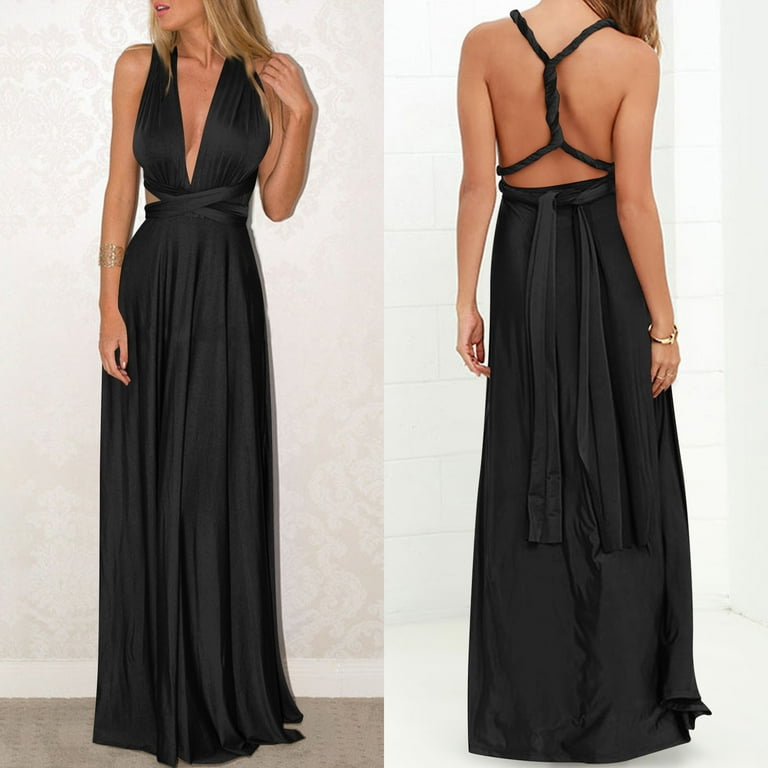 red and black graduation dress Multiway Halterneck Midi Dress in Black main image 0