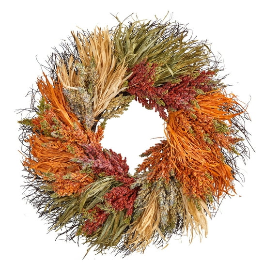 Nearly Natural Plastic Thanksgiving Artificial Autumn Wreath, 26" (Multicolor)