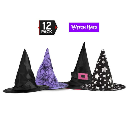 Big Mo’s Toys Halloween Witch Hats Costumes For Kids – Varied Designs 12 Pack