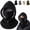 Black, variant on Double Layer Fleece Hooded Hat, Hooded Hat with Neck Gaiter, 3-in-1