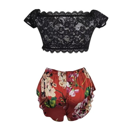 

Cathalem Valentines Lingerie plus Size Fashion Cold Shoulder Lace Underwear Uniforms Underwear plus Size Lingerie for Women 3xl Underwear Red Large