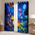 thumbnail image 2 of Feelyou Cute Cartoon Dino Blackout Curtains Set of 2 (52x84 Each) for Kids, Starry Moon Jungle Wildlife Window Curtains, Blue Purple, 2 of 6