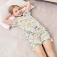 thumbnail image 6 of Silky Satin Kids' Pajama Set Breathable & Smooth Unisex Button-Down Pajamas Green and Orange Small Flowers, 6 of 8