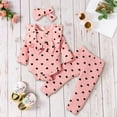 thumbnail image 2 of CAICJ98 Infant Newborn Baby Girl Clothes Fall Winter Outfits Ruffled Long Sleeve Romper Pants Set Headband Toddler Clothing 3Pcs (Pink,0-3 Months), 2 of 6