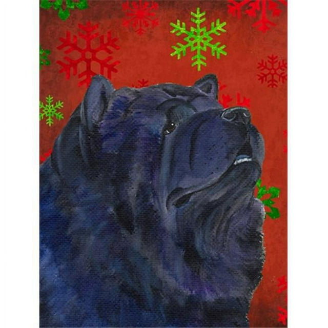Carolines Treasures SS4708CHF Chow Chow Flocons de Neige Rouges et Verts Drapeau de Noël des Fêtes en Toile Format Maison
