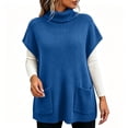 thumbnail image 3 of Tbopshirt Women Sleeveless Sweater Vest Turtleneck Oversized Pullover Sweaters with Front Pockets for Fall Winter Casual Outfit Going Out Knit Tops, 3 of 8