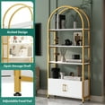 thumbnail image 6 of EastVita 4 Tier Arched Bookshelf with Doors Storage, 71.5 Inch Tall Industrial Book Shelf with Metal Frame, Open Curved Bookcase, Display Shelf for Living Room and Office, Black, 6 of 8